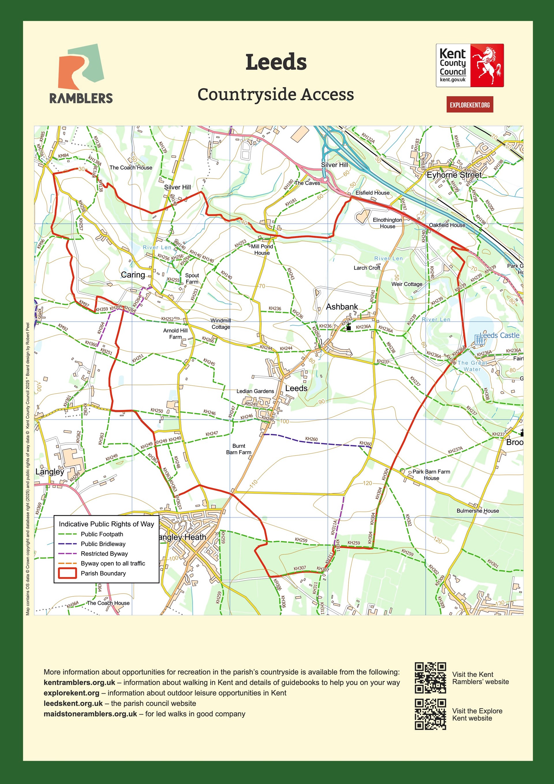 Public footpaths in and around Leeds Village