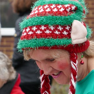 The Clerk, in Elf hat, at The Allens