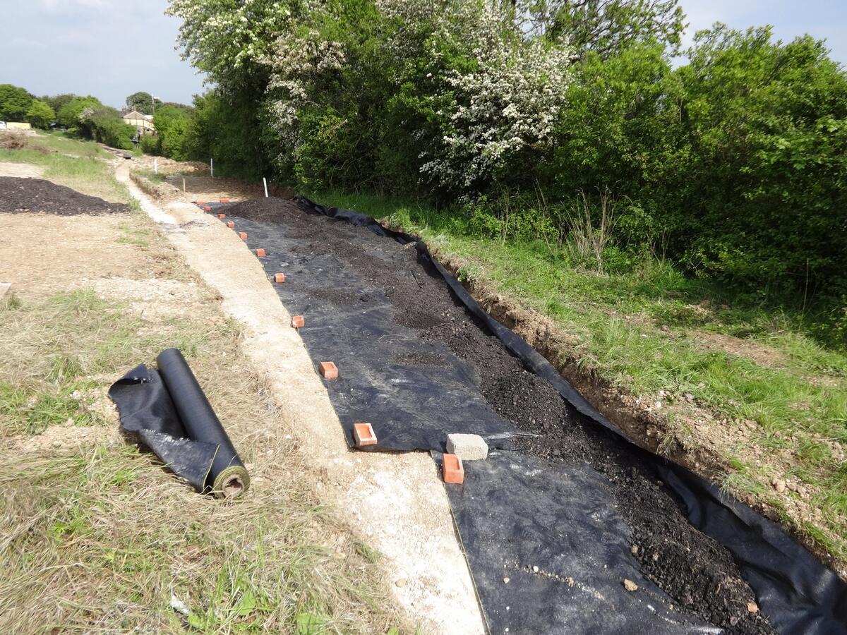 The yard area lined with Geotek membrane.