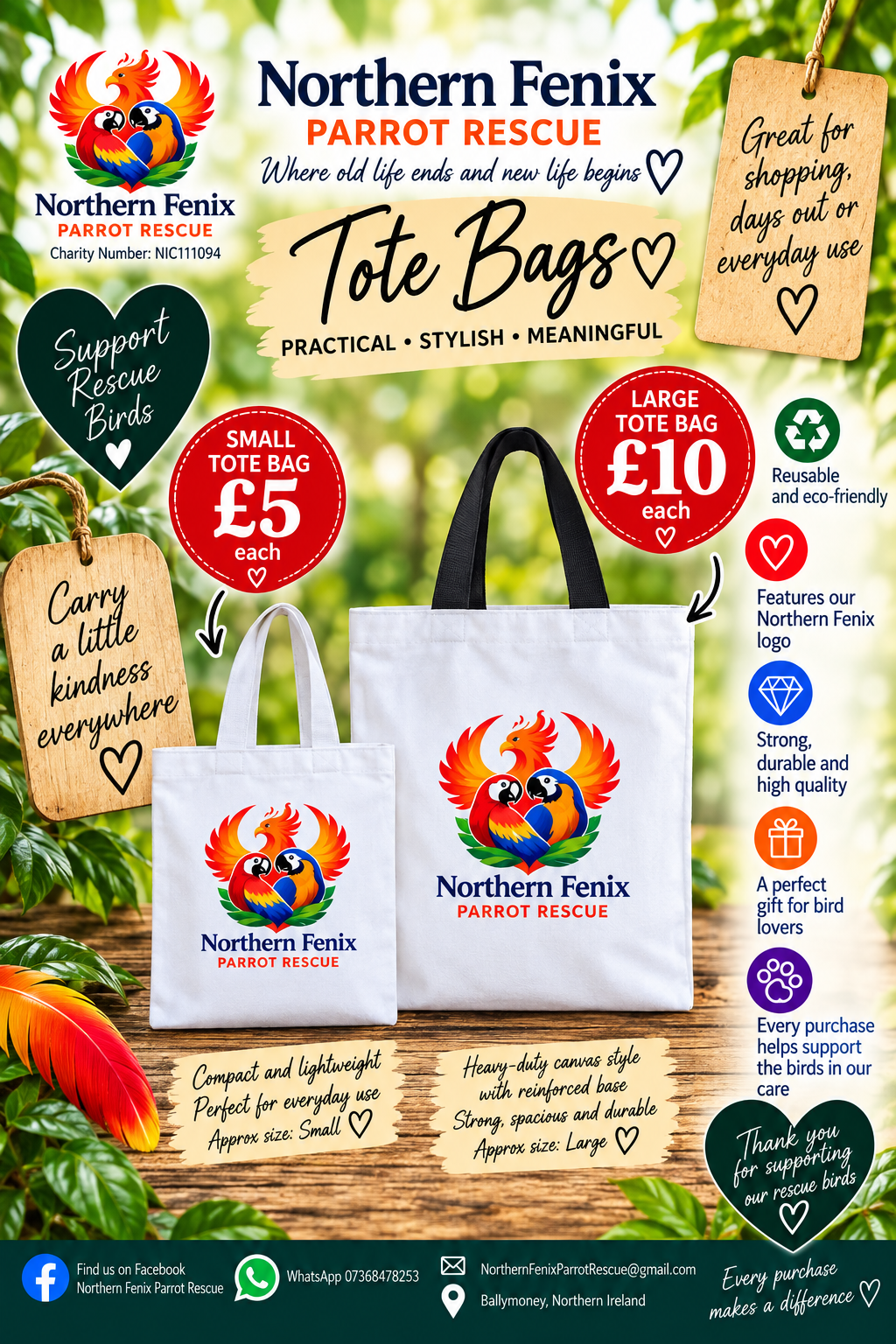 Northern Fenix Tote Bags — Small £5 | Large £10