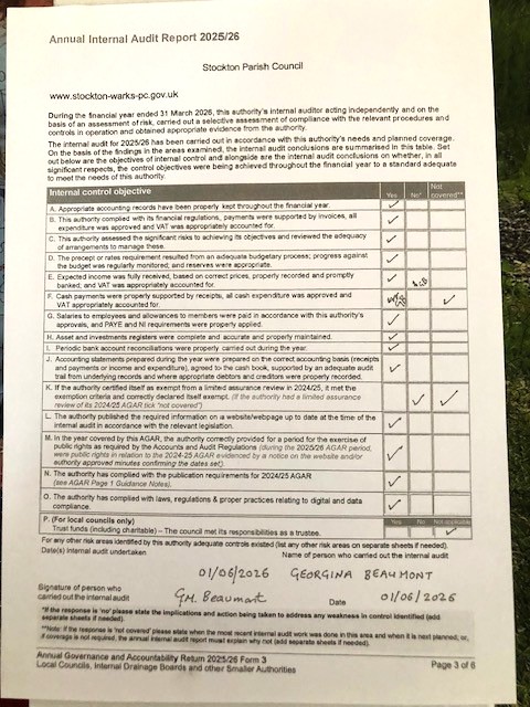 Stockton Parish Council AGAR 2025-26