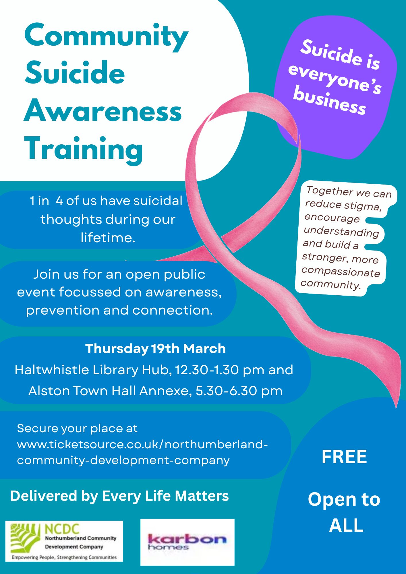 Plenmeller with Whitfield Parish Council Community Suicide Awareness Event