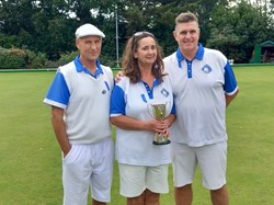 Mixed Triples winners from left to right, Nick Newman, Lisa Creasey and Jason Lillis