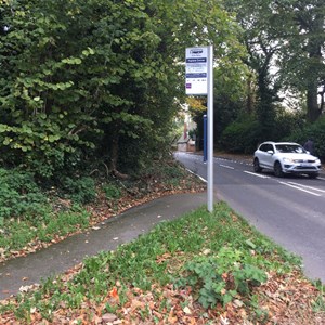 New Bus Stop sign at Taylors Corner, October 2017