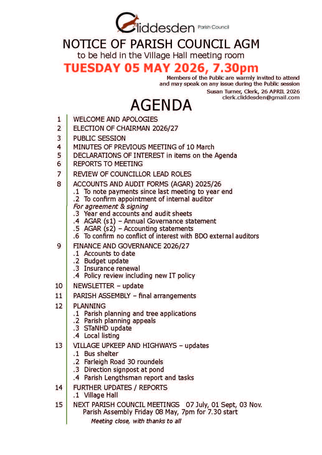 Cliddesden Parish Council Minutes and Agendas