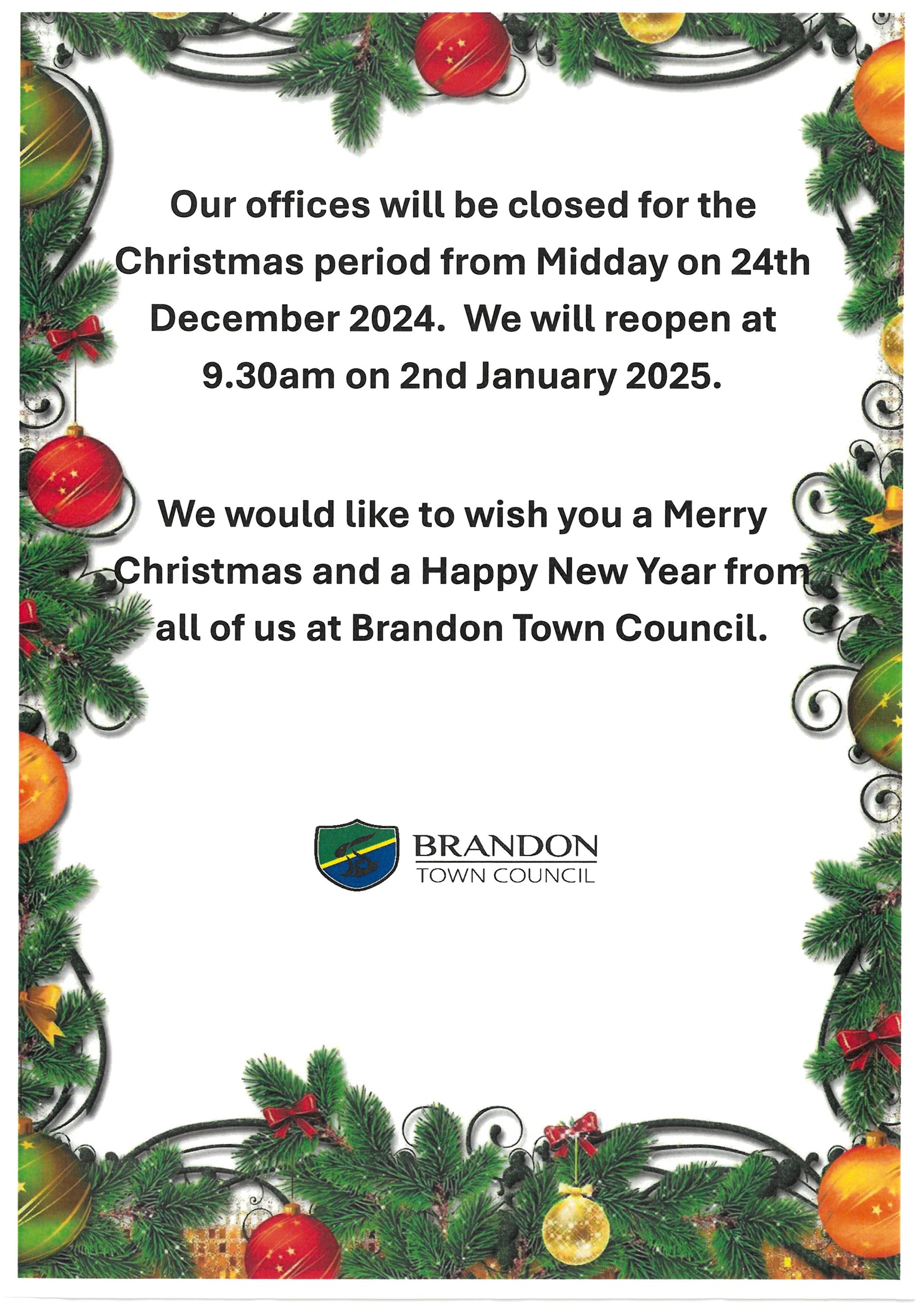 Brandon Town Council Notice Board