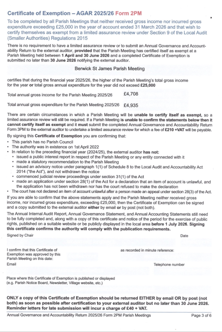 Certificate of Exemption