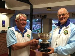 Vice President John Killworth presents President Alan Guest with the Presidents Cup