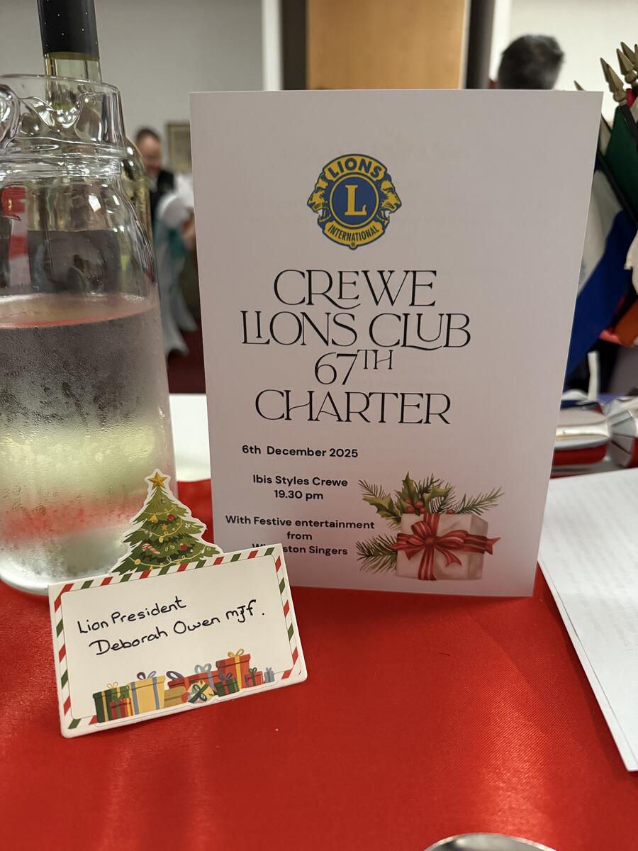 Crewe Lions Club Charter 2025
