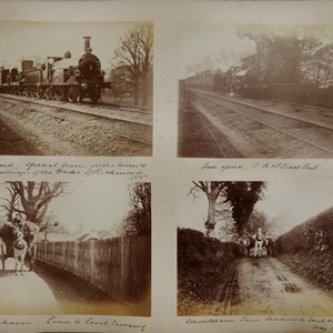 Full speed. Special train….1885 / Full speed. L,B & S. Coast Rail / Mickleham. Lane to level crossing / Mickleham. Lane to level crossing May 1885