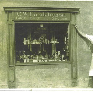 Charles Pankhurst was in the RAF during WW1 Seen here outside his shop 'Pankhurst Cottage' c 1930