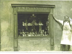 Charles Pankhurst was in the RAF during WW1 Seen here outside his shop 'Pankhurst Cottage' c 1930