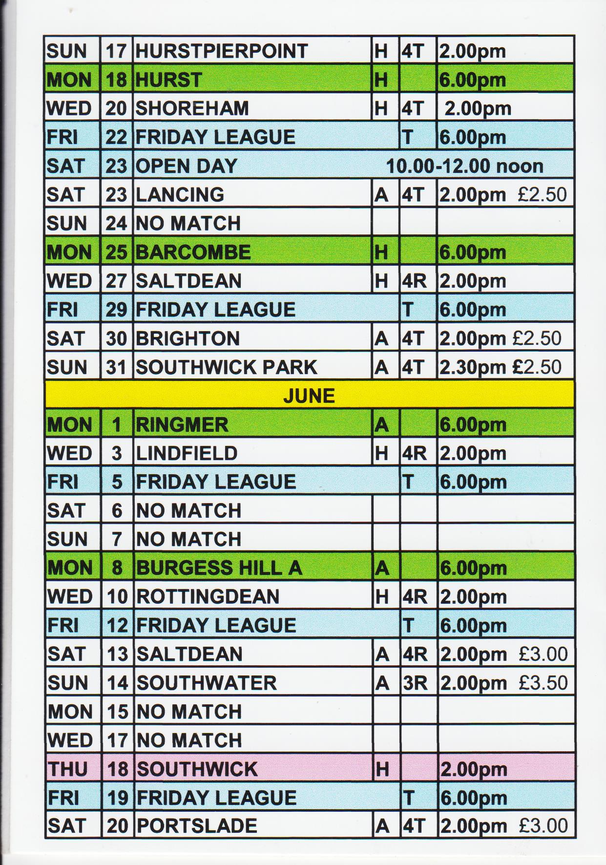 Adastra Bowling Club Fixtures