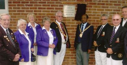 The 2010 extension official opening - (from left) Secretary/Trustee - Spencer Pritchard, Ladies’  Secretary/Life Member - Shirley Tucker, Ladies’ President - Nita Lynch, Ladies’ Captain - Jean Hagues,  WCBA President - Aubrey Brookhouse, Mayor of Rugby - Cllr Don Williams, Rugby Bowling Club President - Nigel Hewitson, Trustee and Life Member - Bill Yates,   Adrian Bunyard of Lafarge Aggregates.