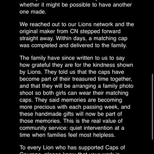 Crewe Lions Club Caps of courage