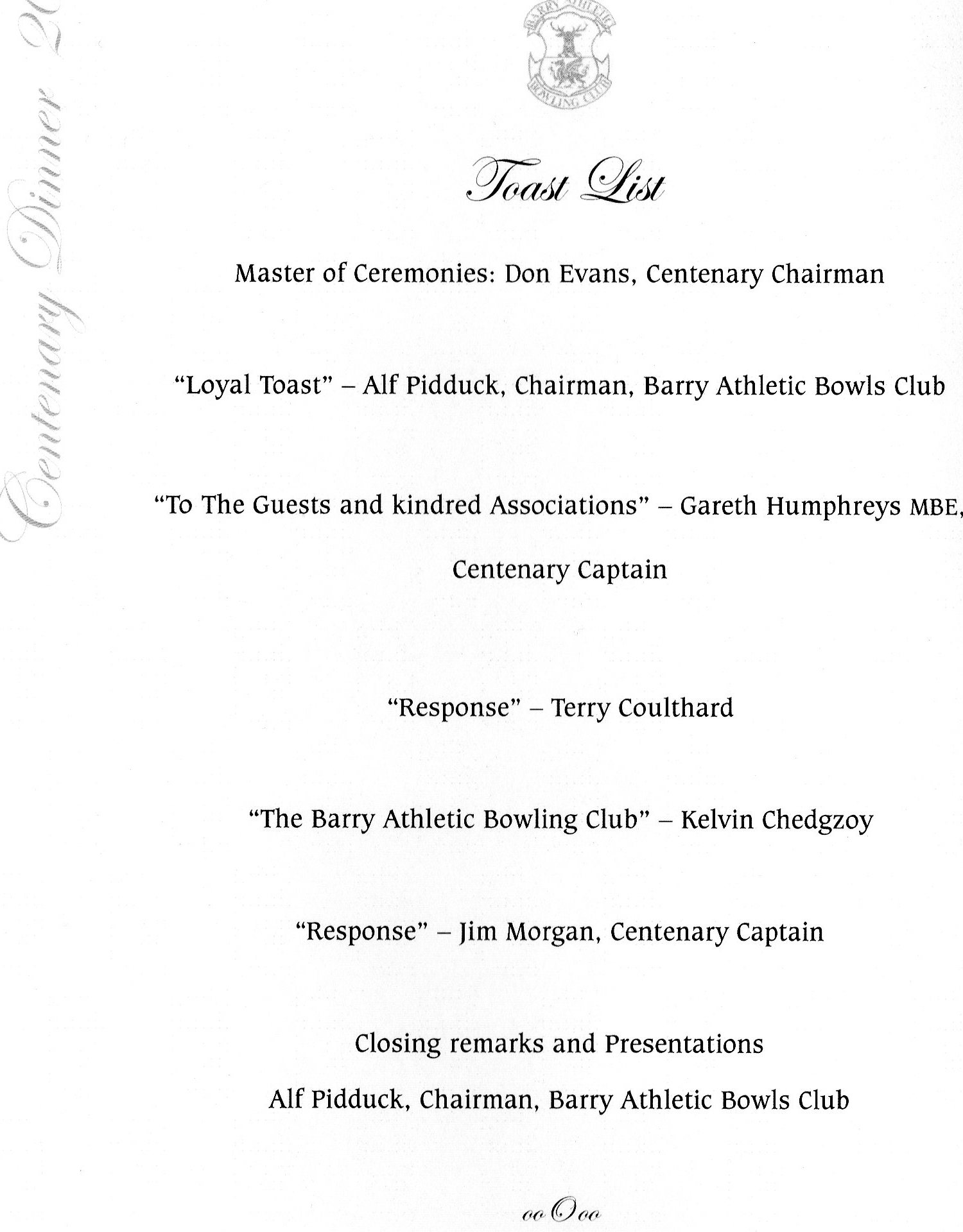 Club Centenary Programme 2011