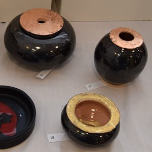 'Black Ice Vessel and Bowl' Ceramic by Sue Crudgington