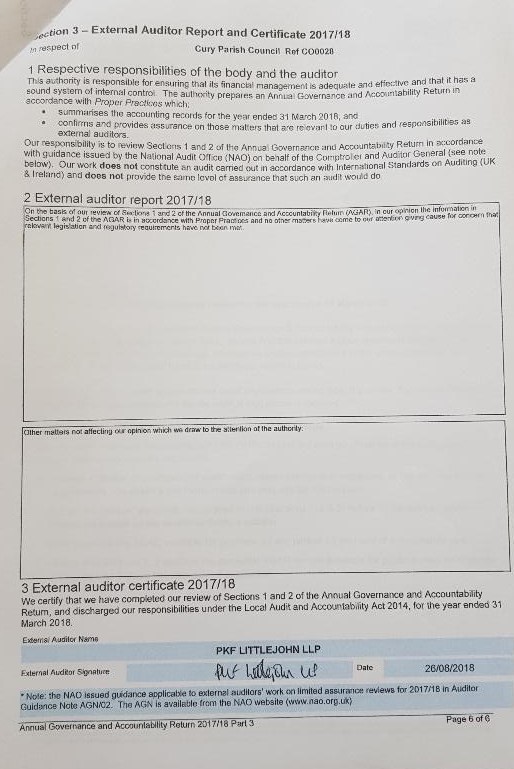 Page 3 of the External Audit Review