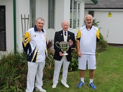 Weston Cup winner Dave Fisher and runner up Ian Harris with President John Newland