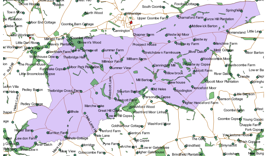 Thelbridge Parish Council Boundary Map