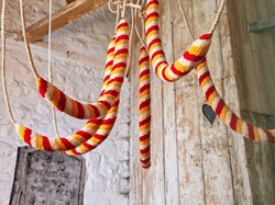 The striped sallies on the bell ropes