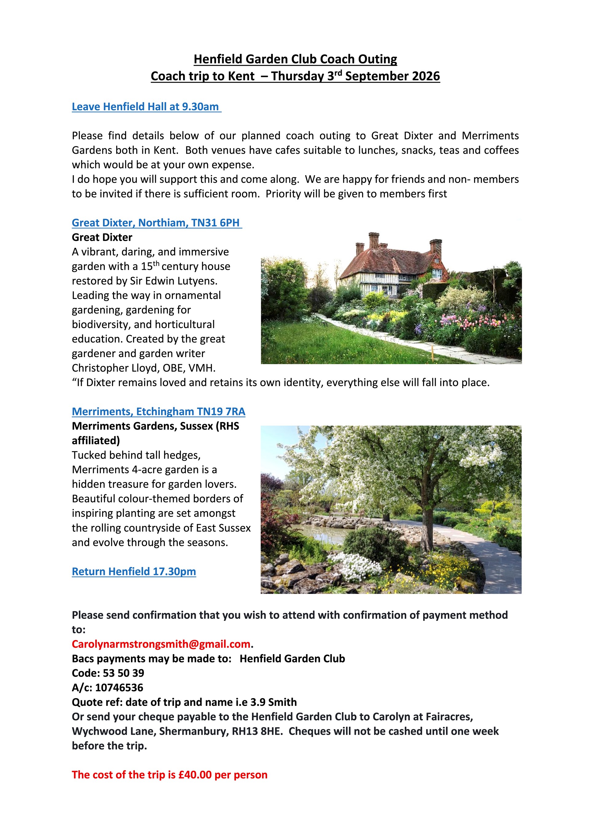 Outing to Great Dixter and Merriments