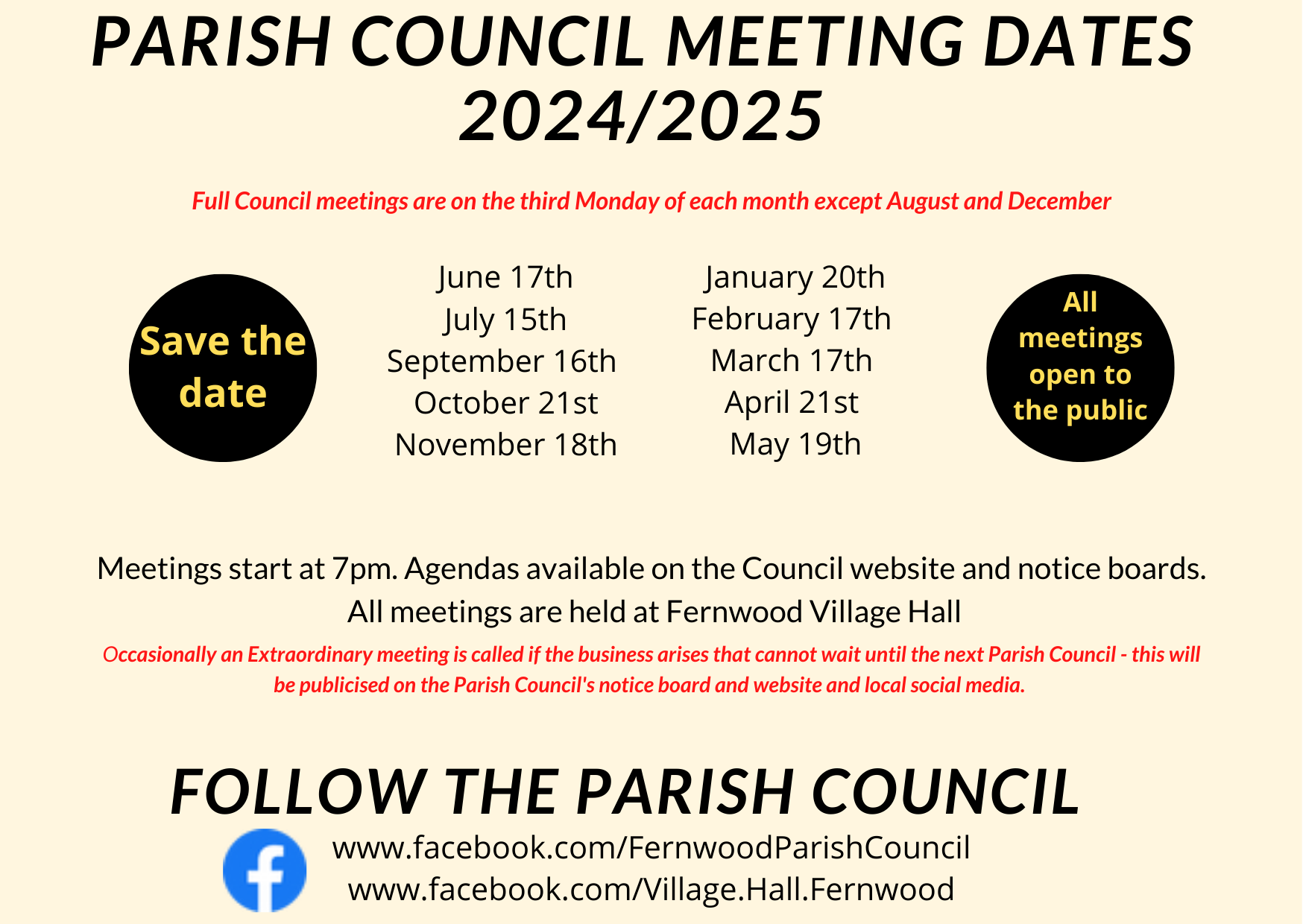 All meetings open to the public.