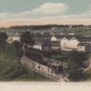 Lord Mayor Treloar Cripple's Home & College, taken from the Railway Bridge embankment (Which crossed Chawton Park Road approx where Winstreet Close is today.) Postmarked 20th July 1908.