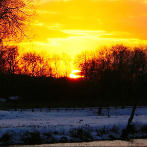 Winter sunset over the River Trent, Gunthorpe Village