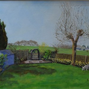 Sue and Simon's Garden (Spring), oil by Tony Barancewicz