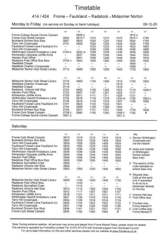 Buckland Dinham Buses