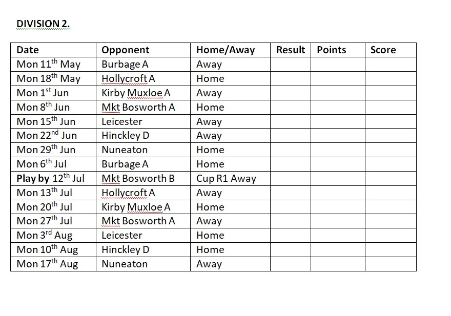 Ibstock Bowls Club Hinckley & District