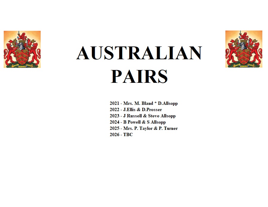 Gloucester City Bowls Club Aussie Pairs