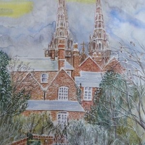 View from the Garden at EDH Painted Silk by Claire Turner