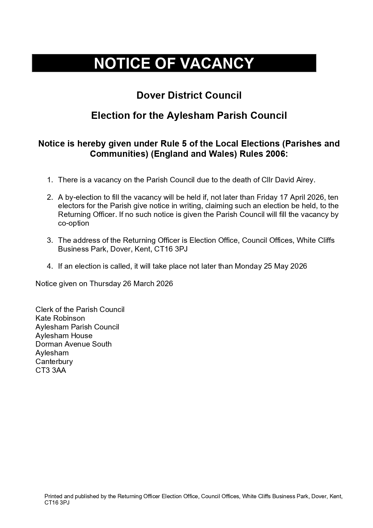 Aylesham Parish Council Home