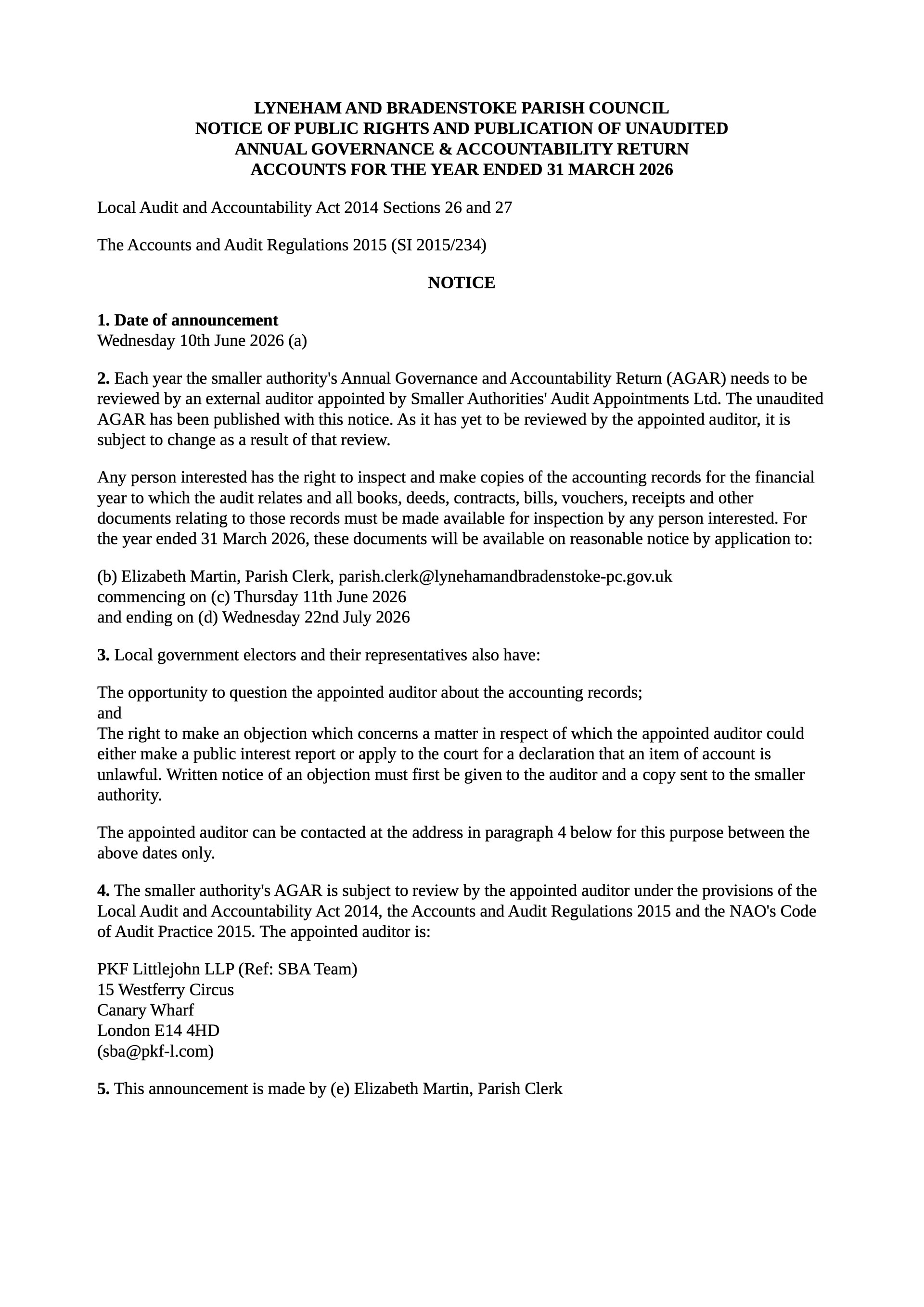 Lyneham and Bradenstoke Parish Council Home