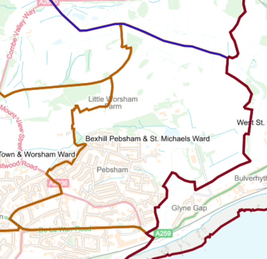 Pebsham & St Michaels Ward Boundary