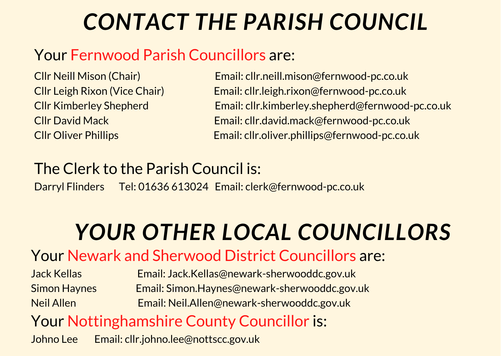 Fernwood Parish Council Meeting dates