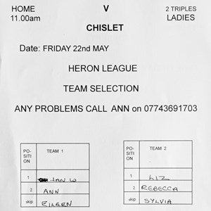 Boughton-Under-Blean Bowls Club Team selections