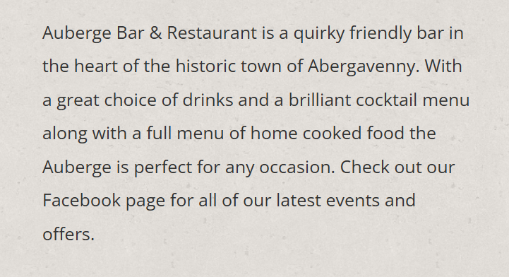abergavenny bowls club Auberge Bar Lounge