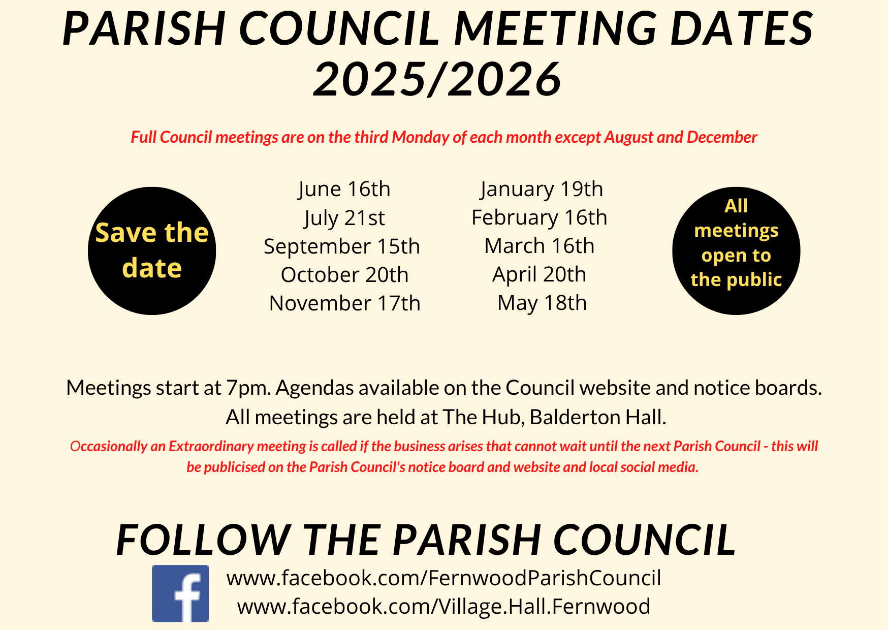 Fernwood Parish Council Meeting dates