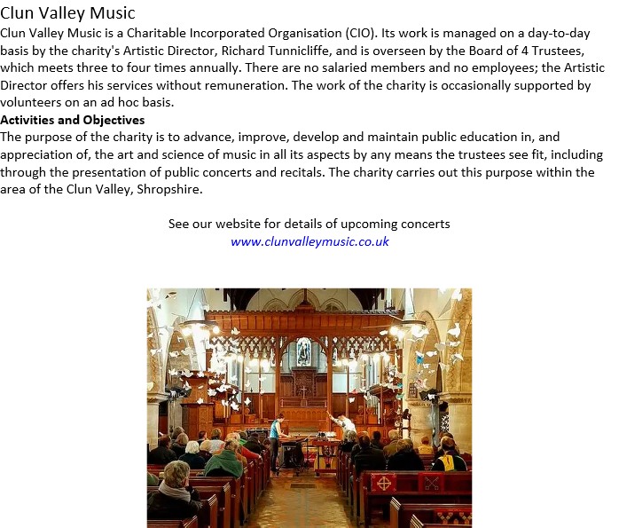 Clun Town Council with Chapel Lawn Clun Valley Music