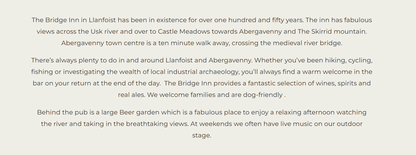 abergavenny bowls club The Bridge Inn