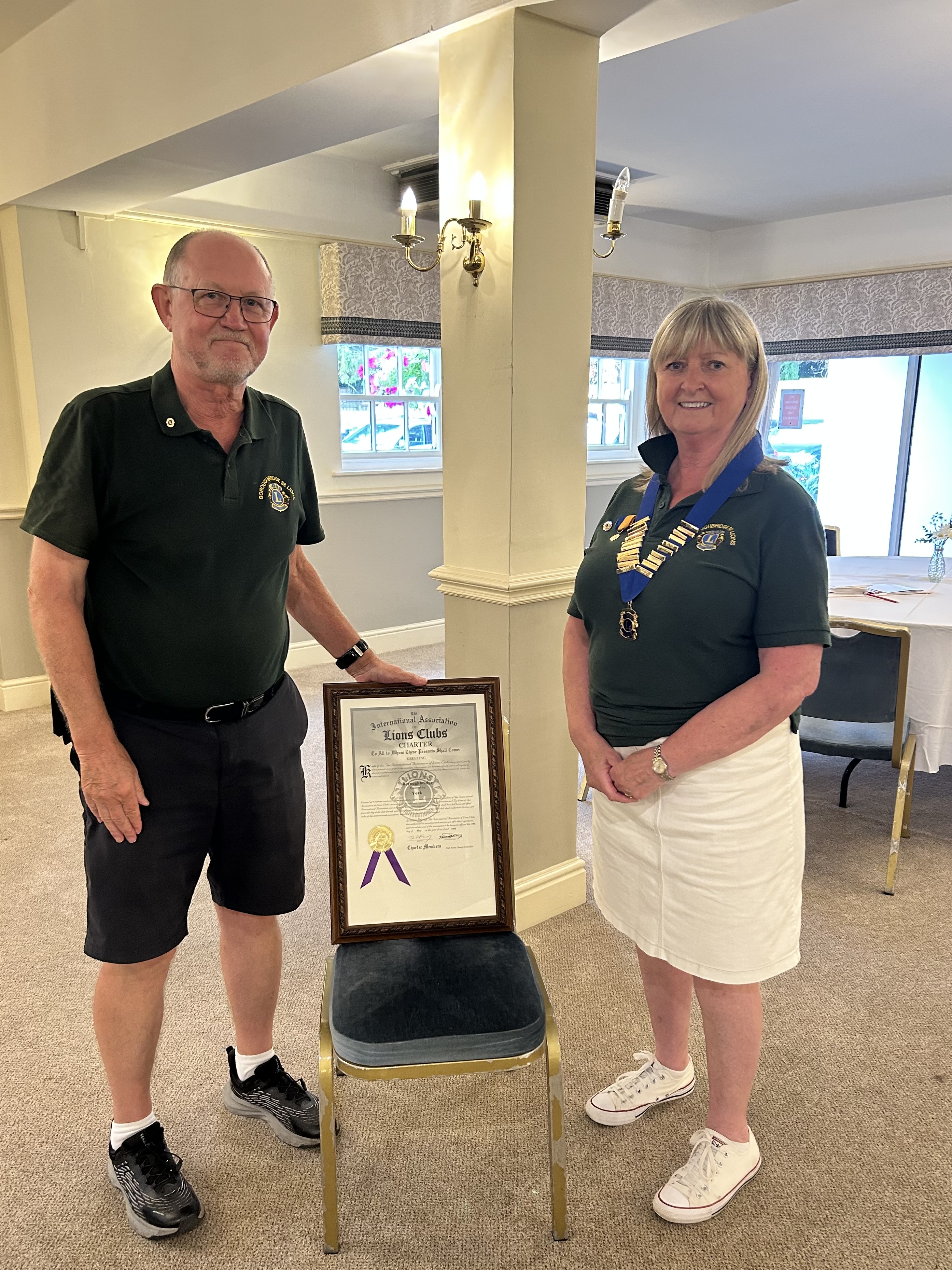 Our past President Peter Seymour with our Incoming President Sue Johnson