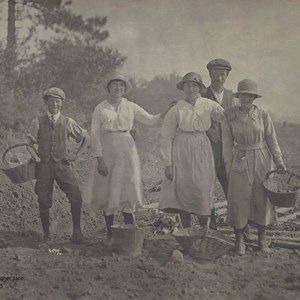 Members of the Liley family working in the fields