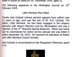 Little Wenlock Parish Council War Memorial Booklet
