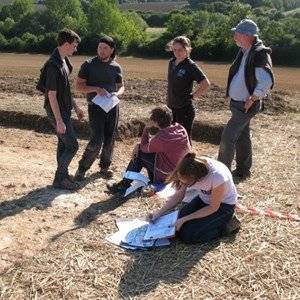 It might be the Open Day but volunteers are learning from Jez, how to accurately describe the different levels of a trench