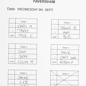 Boughton-Under-Blean Bowls Club Team selections