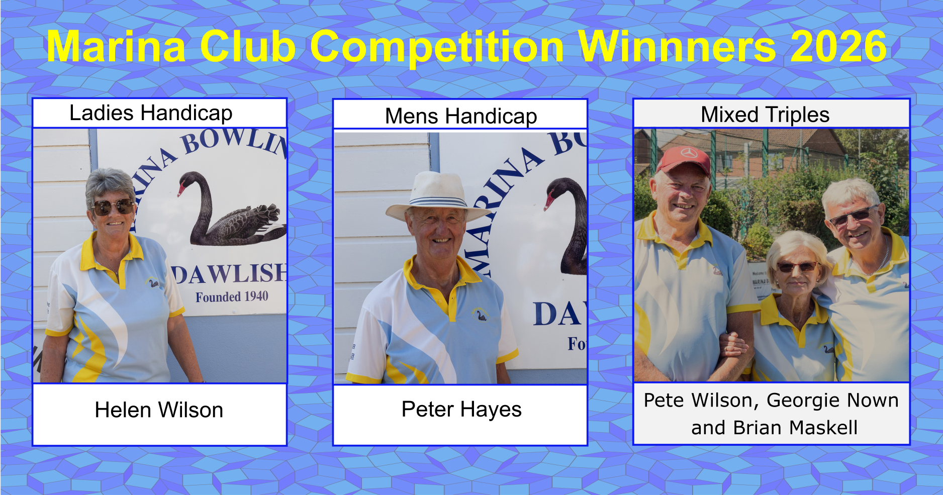 Marina Bowling Club Dawlish Competition Winners 2026
