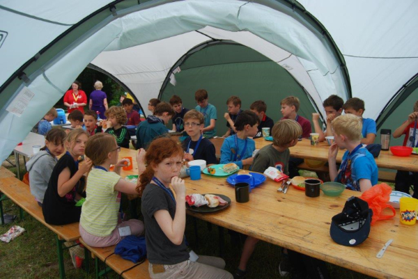 Scouts, Cubs and Beavers at Cubs 100 Birthday Celebration Camp in 2016